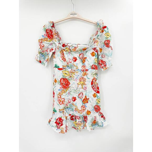 RIXO Camile Ruffle Linen Blend Mini Dress Size M - Picture 2 of 7